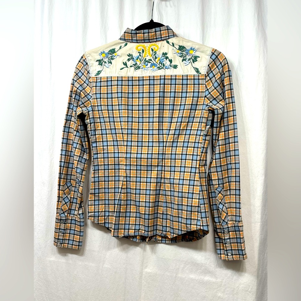 Paul & Joe Target Womens Small Pearl Button Plaid Embroidered Western - Picture 4 of 16